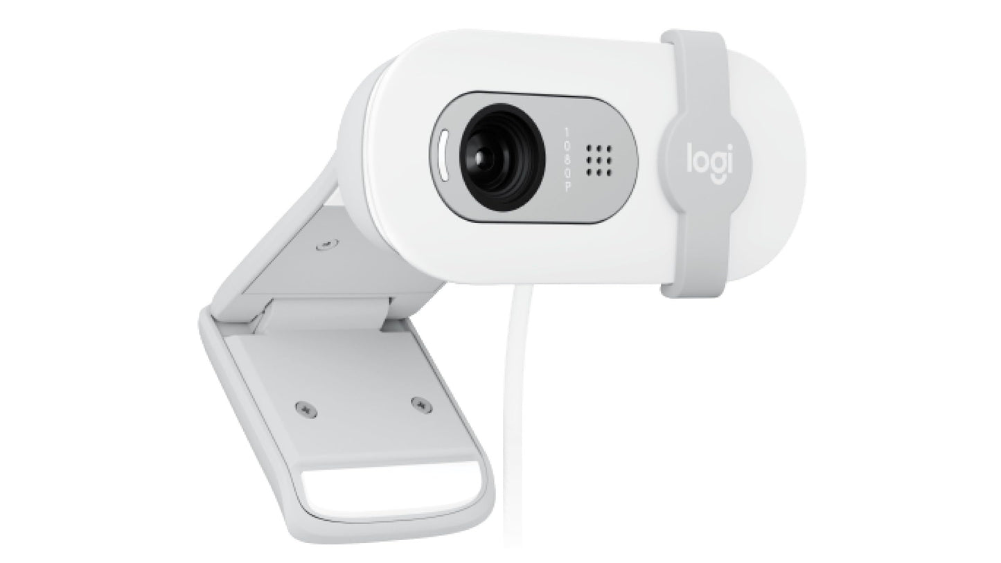 Logitech Brio 100 Full HD Webcam for Meetings and Streaming, Auto Light Balancing, Built-in Microphone, Cover Panel, USB-A, for Microsoft Teams, Google Meet, Zoom and More - White - 960-001617
