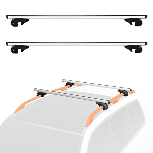 Amazon Basics 56" Roof Rack with Crossbar for Spans up to 50" Between Raised Side Rails with Gap, Pack of 2, Black/Silver - DS-RB-007