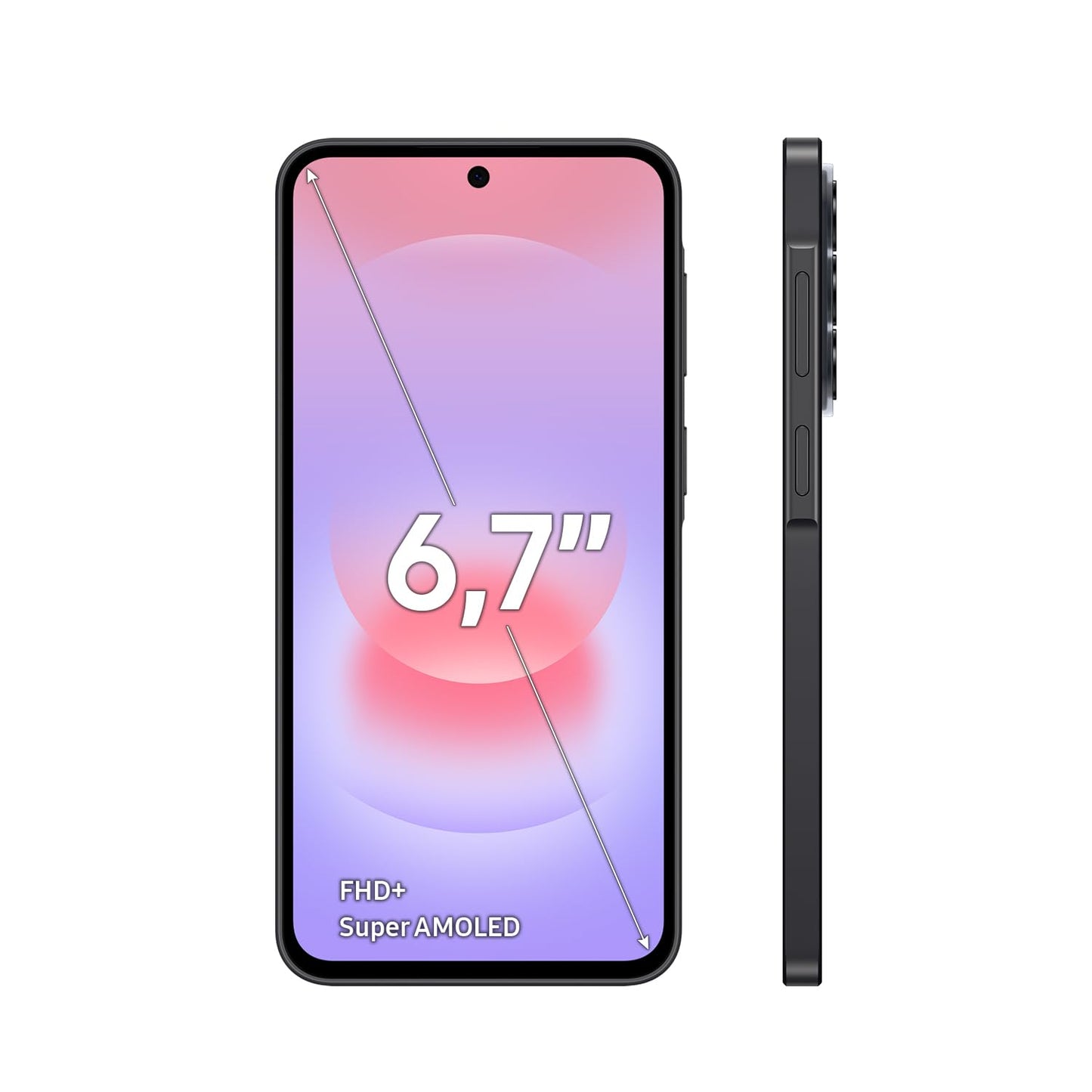 Samsung Galaxy A37 5G, Slim AI smartphone, Awesome Intelligence, 256 GB storage space, 50 MP wide-angle camera, Up to 2 days battery life, IP68, Awesome Graygreen, 2.5 year manufacturer's warranty