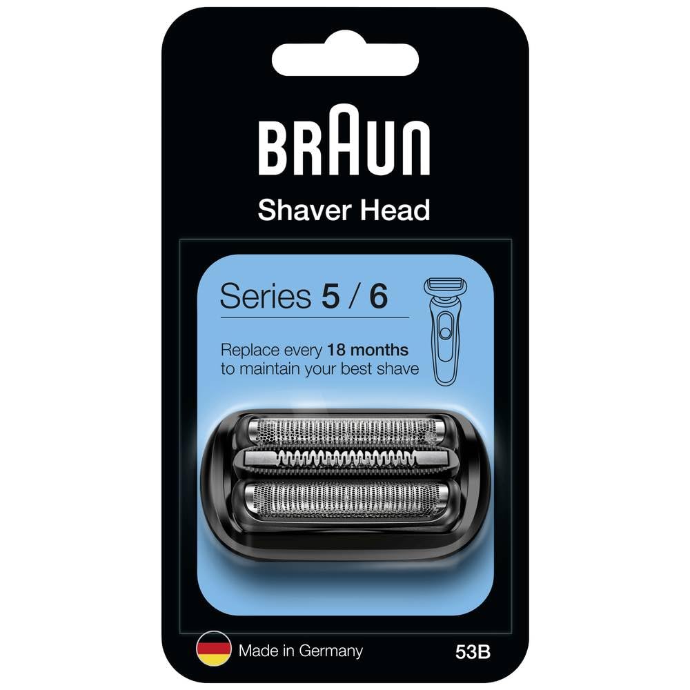 Cap de tăiere Braun Series 5 pentru aparat de ras electric, piesă de schimb ORIGINAL de la producător, compatibilă cu aparatele de ras pentru bărbați Braun Series 5 și 6 (modele din 2020), 53B, negru, 1 bucată