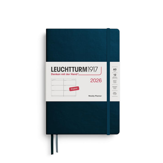 LEUCHTTURM1917 372712 Calendar săptămânal mediu (A5) 2026, Marea adâncă, engleză