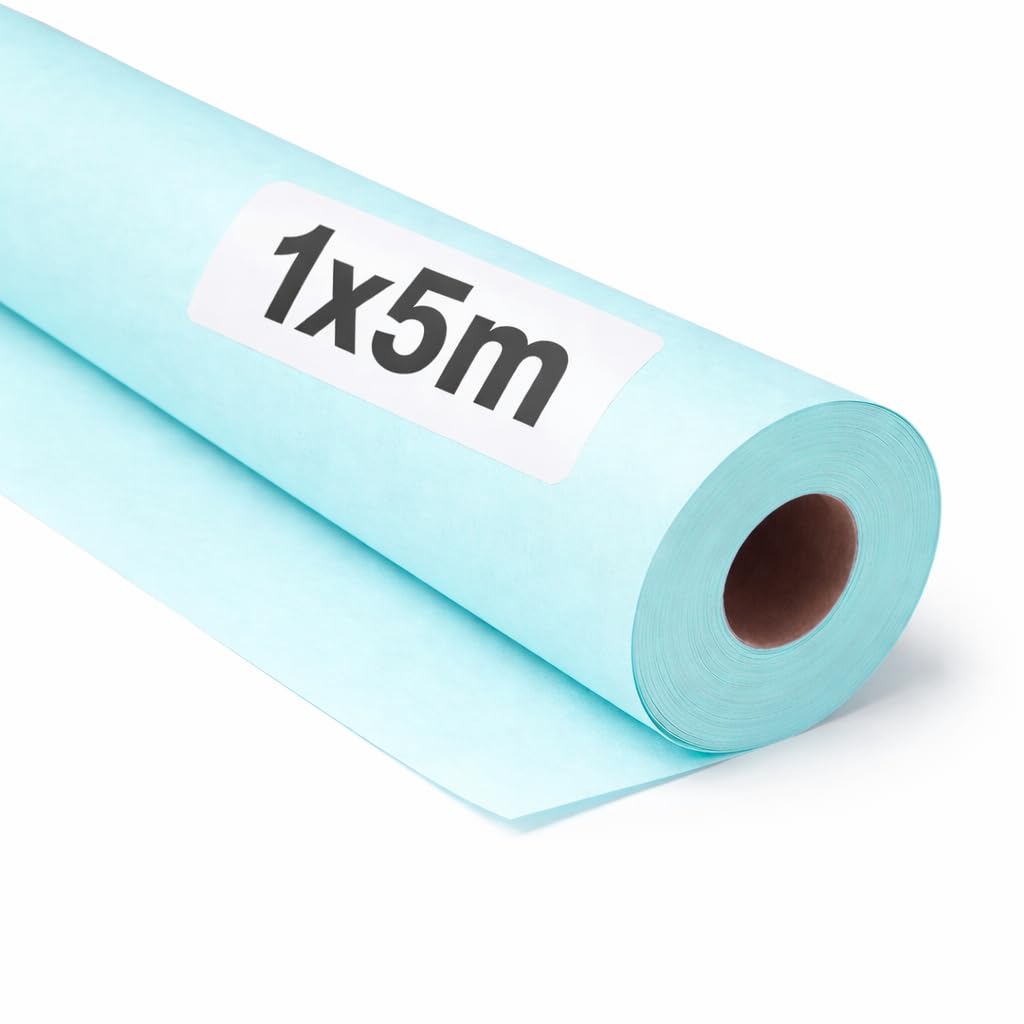 OFITURIA Kraft Paper Blue Pastel - Roll 1 × 5 m - 3 Rolls - Wrapping Paper and Packaging Paper - Craft Paper for DIY, Decoration and Sewing Patterns - Tear-Resistant and Easy to Cut - COM620-parent2