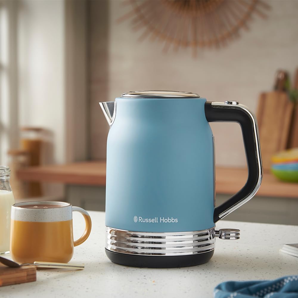 Russell Hobbs Hanley Retro Kettle, 1.7 l, 2400 Watt, Stainless Steel, Blue - 28641-70