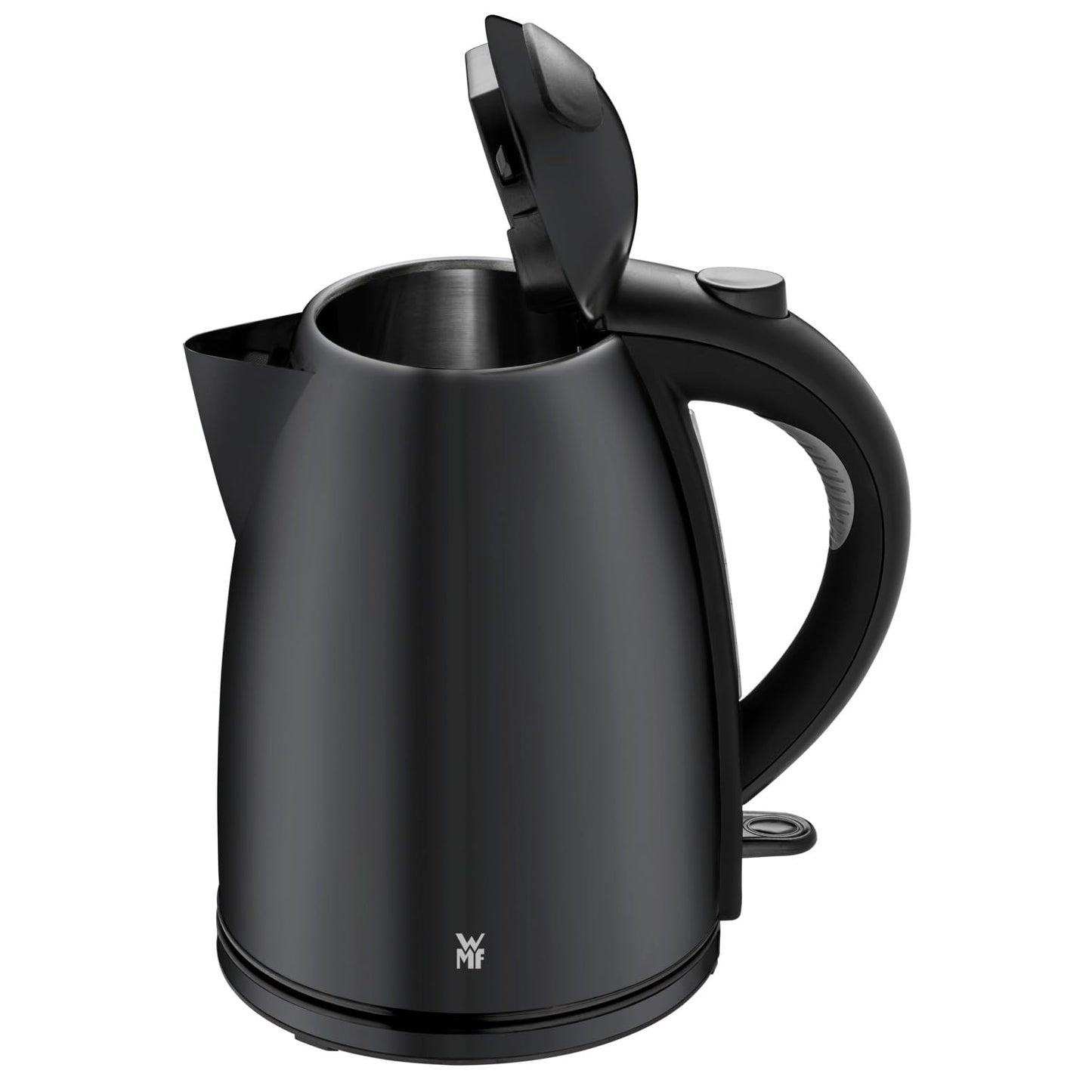 WMF Stelio kettle stainless steel 1.7L, electric kettle with limescale filter, 2400 W, illuminated water level indicator, matt black stainless steel - 413020072