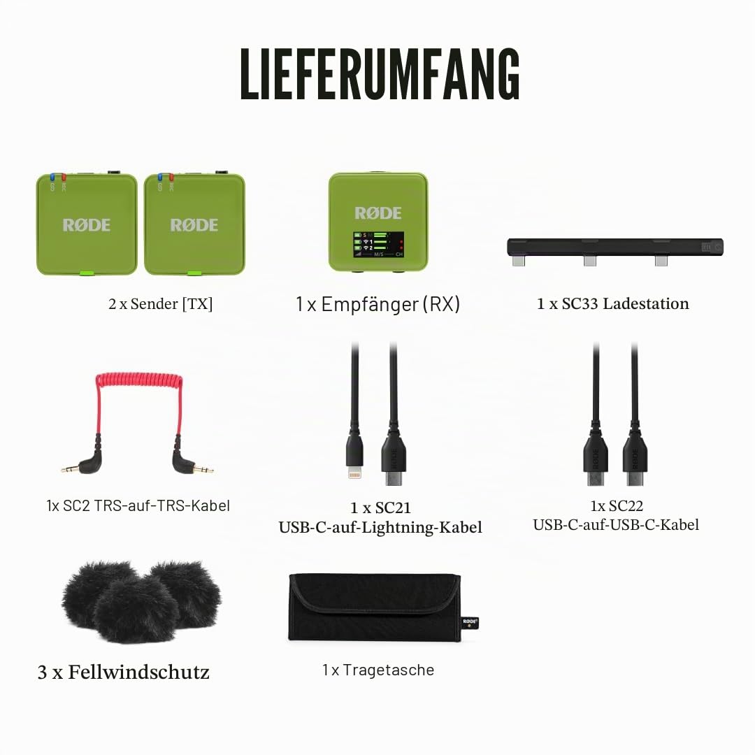 RØDE Wireless GO (Gen 3) – Compact wireless microphone – Crystal clear sound, 32-bit float recording, automatic level control, for phones, cameras, and computers (Green) - WIGOGEN3GRE