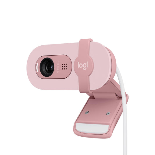 Logitech Brio 100 Full HD Webcam for Meetings and Streaming, Auto Light Balancing, Built-in Microphone, Cover Panel, USB-A, for Microsoft Teams, Google Meet, Zoom and More - Pink - 960-001623