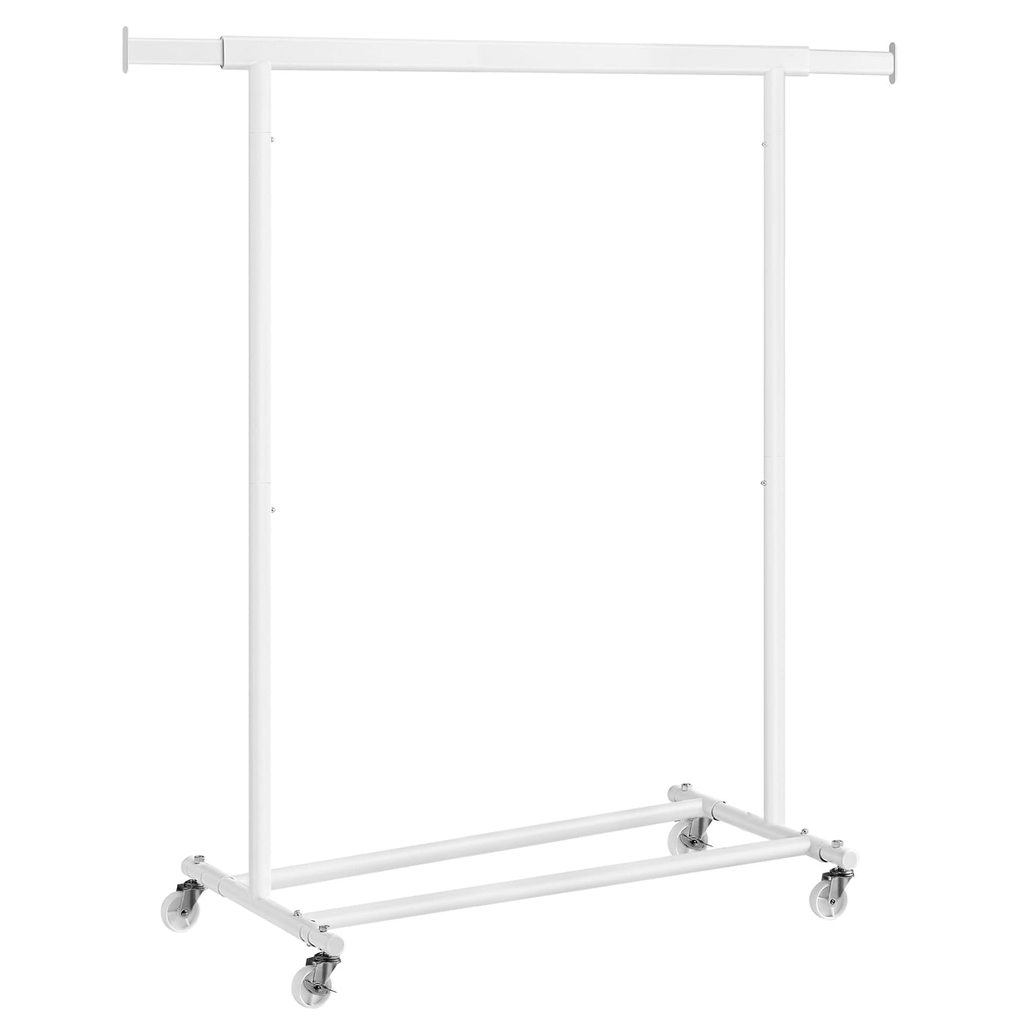 SONGMICS clothes rack on wheels, heavy-duty coat rack, extendable clothes rail, loads up to 100 kg, easy assembly, transportable, white HSR013W01