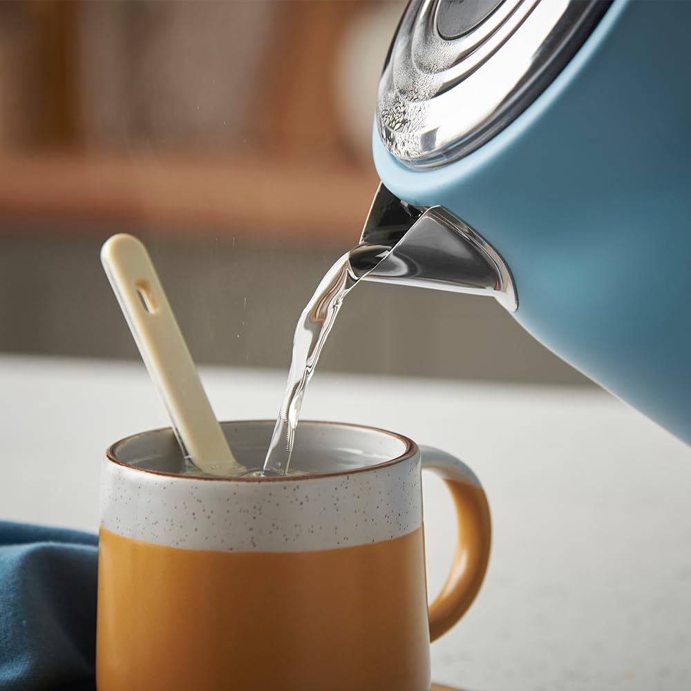 Russell Hobbs Hanley Retro Kettle, 1.7 l, 2400 Watt, Stainless Steel, Blue - 28641-70
