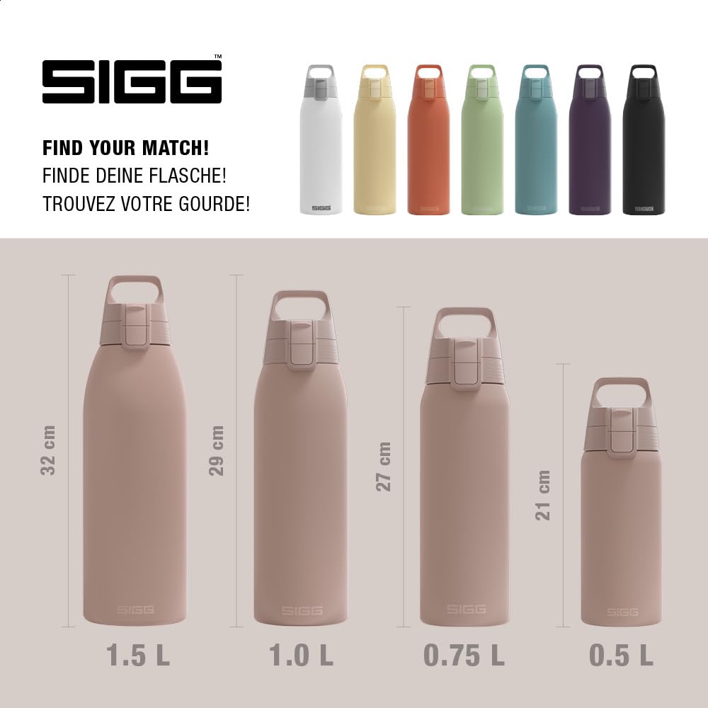 SIGG - Insulated drinking bottle - Thermos bottle Shield Therm One Dusk carbonated drinks - Leak-proof - Dishwasher safe - BPA-free - 90% recycled stainless steel - Warm gray - 1L - 6021.50