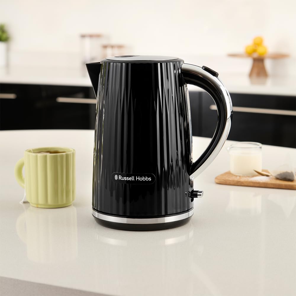 Russell Hobbs Eden Kettle Black, 1.7L, 2400 Watt, Stainless Steel Accents - 27361-70