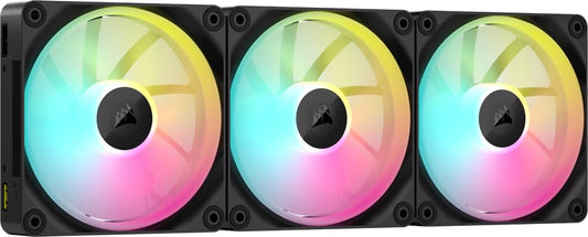 CORSAIR iCUE LINK LX120 RGB ventilator de 120mm PWM, set de trei – Dual Light Loops – Inclusiv hub de sistem iCUE LINK – Tehnologie CORSAIR AirGuide – Negru - CO-9051026-WW