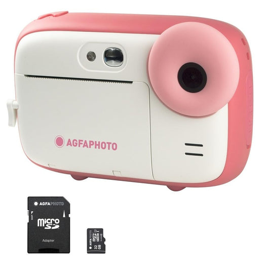 AGFA Photo Realikids Instant Cam + 1 Micro-SD-Karte 32 GB – Cameră foto instant pentru copii, display LCD de 2,4 inci, baterie litiu, oglindă pentru selfie și filtre foto – Roz - REALKIDS