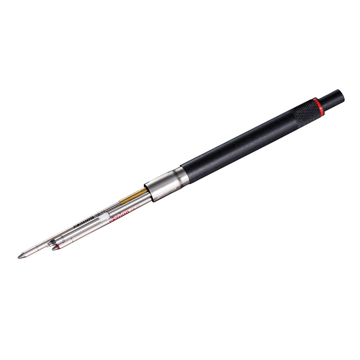 rOtring 600 3-in-1 writing instrument with ballpoint pen and mechanical pencil | Ballpoint pen with 2 fine tips (black and red ink) | 1 mechanical pencil with tip (0.5 mm lead) | Silver - 2164109