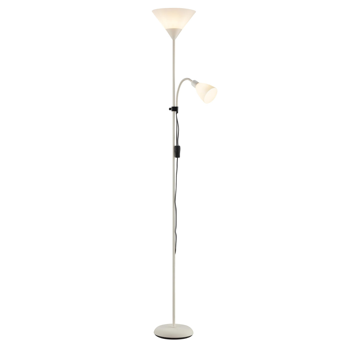 Brilliant Spari Floor Lamp with Reading Light beige - LED Floor Lamp - 1.8 m Standing Lamp - suitable for LED bulbs (E27 & E14 socket) - with adjustable reading arm - 93008/09