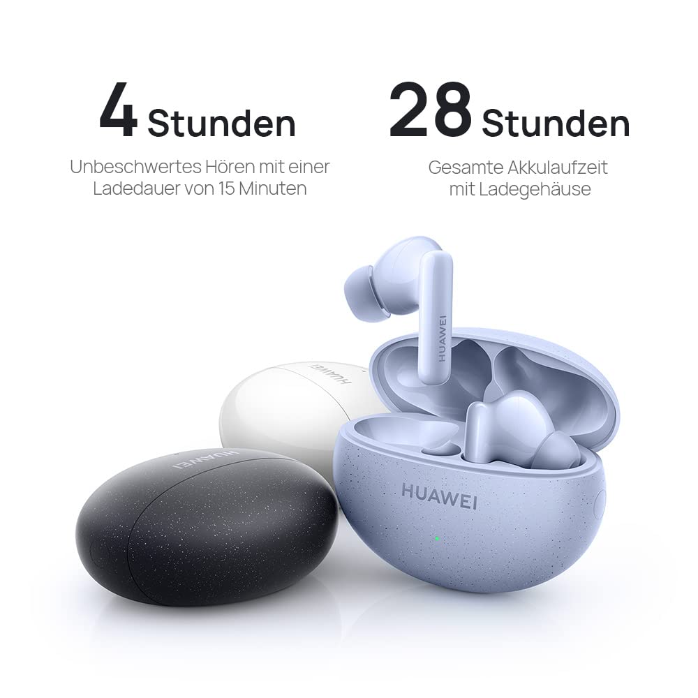 HUAWEI FreeBuds 5i Wireless Headphones, TWS Bluetooth Headphones, Hi-Res Sound, Multi-Mode Noise Cancellation, 28 Hour Battery Life, Waterproof, Nebula Black - 55036653