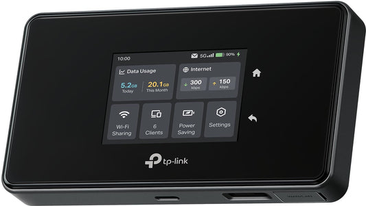TP-Link M8550 5G LTE Mobile WLAN Router - Up to 3.4 Gbit/s, Tri-Band Wi-Fi 6E, Nano SIM card slot, Gigabit WAN/LAN, 4680 mAh battery, touchscreen, Wireguard, up to 32 devices