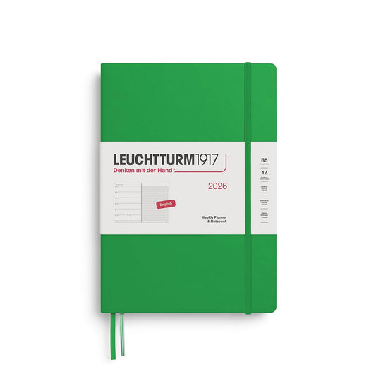 LEUCHTTURM1917 372646 Weekly Calendar & Notebook Composition (B5) 2026, Spring Leaf, English