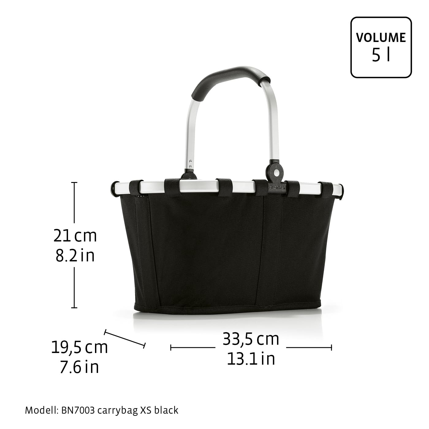 Reisenthel carrybag XS cord gray – Stable shopping basket with practical inner pocket – Elegant and water-repellent design - BN7084