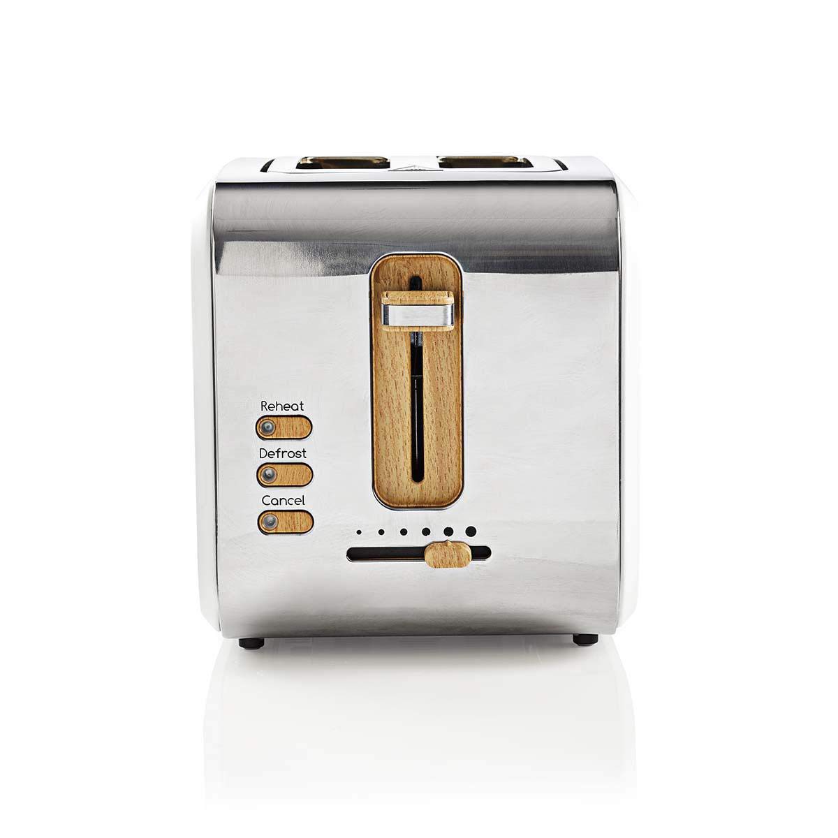 Nedis Toaster - Soft-Touch - 6 Different Levels - Defrost and Reheat Function - Crumb Tray - Auto Shut-off - Household Appliance - Cancel Function - 2 Wide Slots - White - 5412810270330