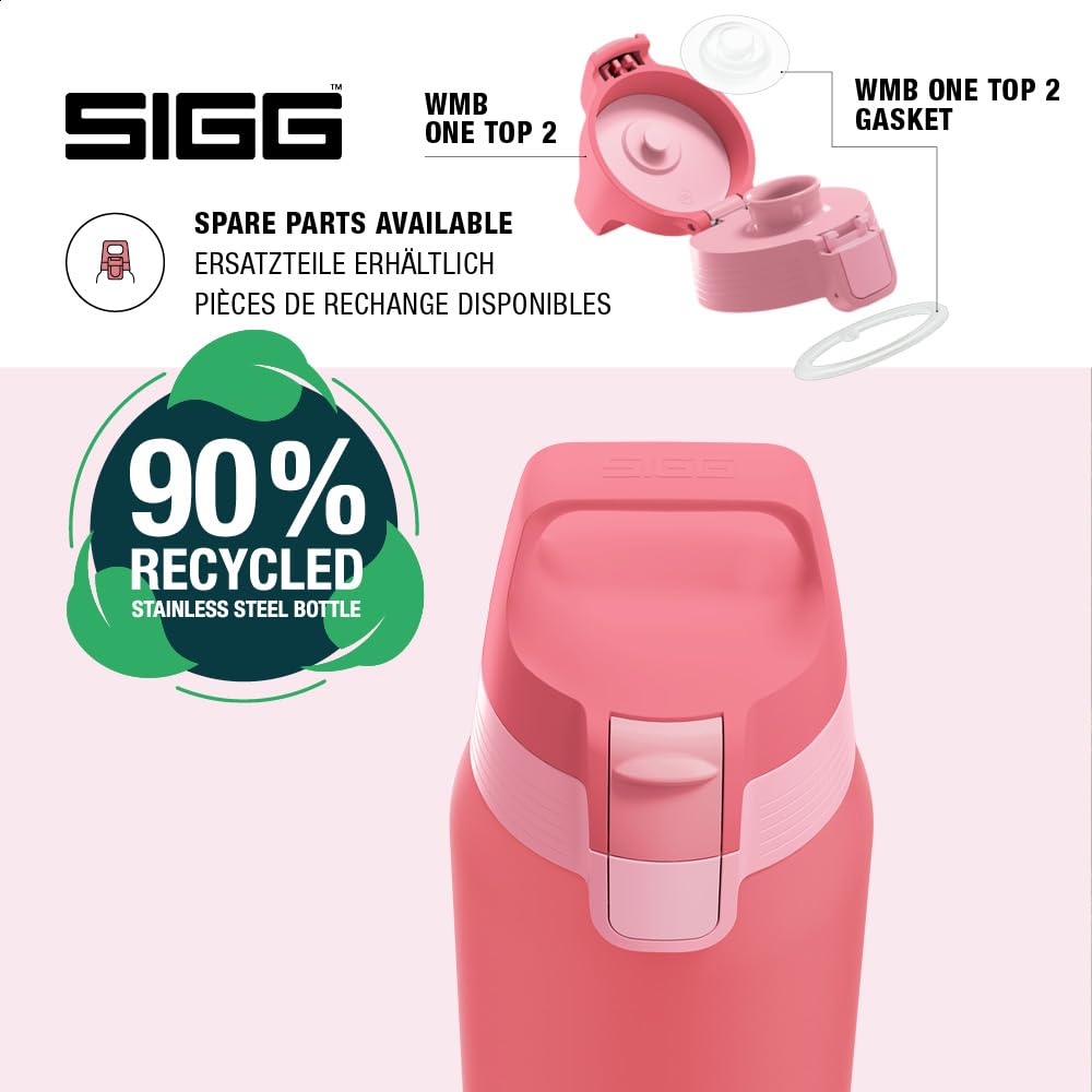 SIGG - Insulated drinking bottle - Thermos bottle Shield Therm One Multicolor Ruby - carbonated drinks - leak-proof - dishwasher safe - BPA-free - 90% recycled stainless steel - pink - 0.75L - 6228.60
