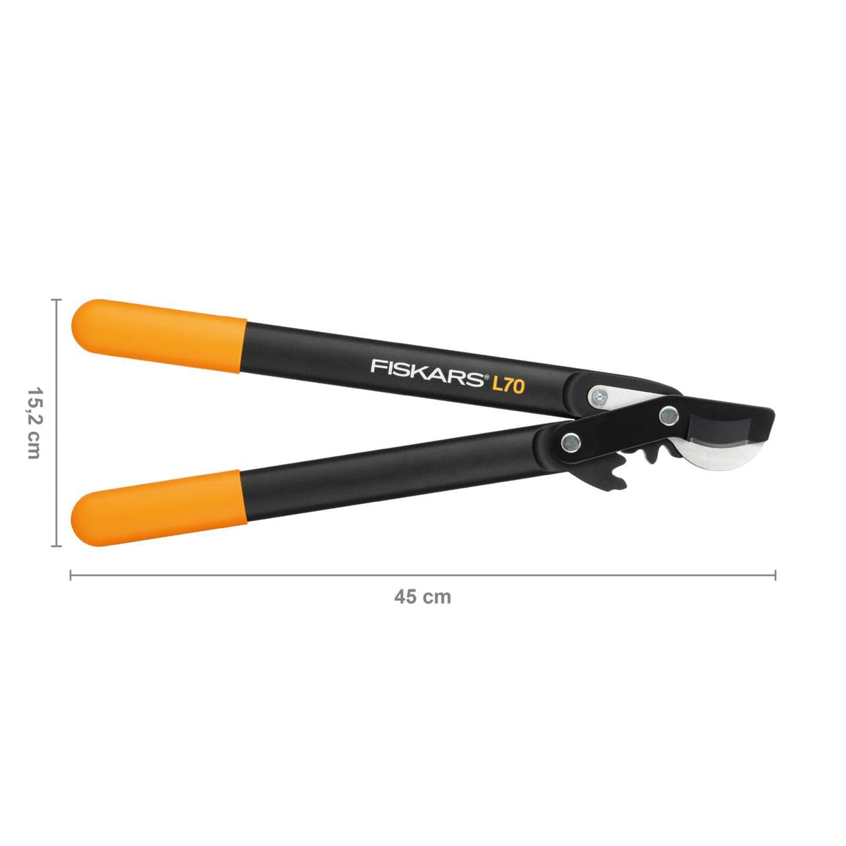 Fiskars PowerGear II Bypass Pruning Shears for Fresh Wood, Non-Stick Coated, Hardened Precision Steel, Length: 46 cm, Black/Orange, L70, 1002104
