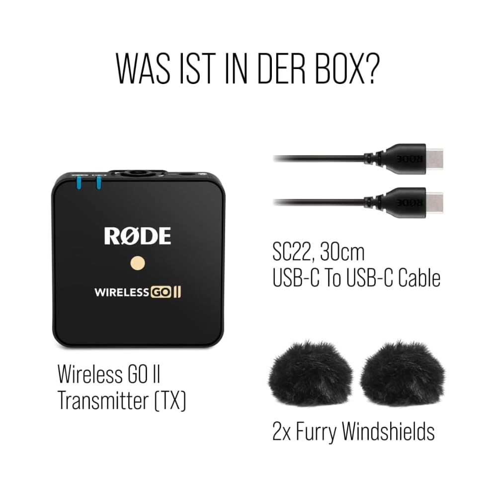 RØDE Wireless GO II TX - Ultra-compact wireless transmitter with built-in microphone, built-in recording and a range of up to 200 m (transmitter only) - WIGOIITX
