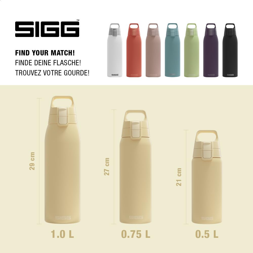 SIGG - Insulated drinking bottle - Thermos bottle Shield Therm One Opti Yellow carbonated drinks - Leak-proof - Dishwasher safe - BPA-free - 90% recycled stainless steel - Light yellow - 1L - 6021.70
