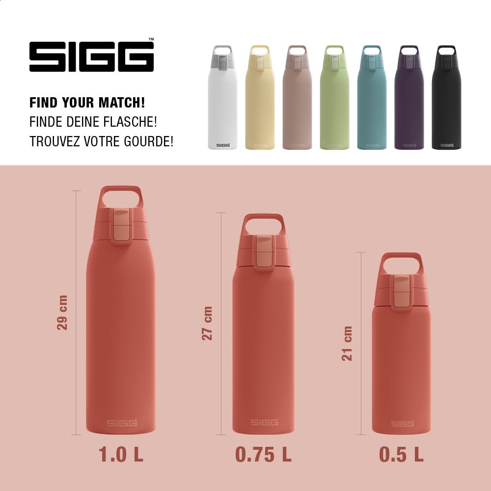 SIGG - Insulated drinking bottle - Thermos bottle Shield Therm One Eco Red carbonated drinks - Leak-proof - Dishwasher safe - BPA-free - 90% recycled stainless steel - Rust red - 1L - 6021.80