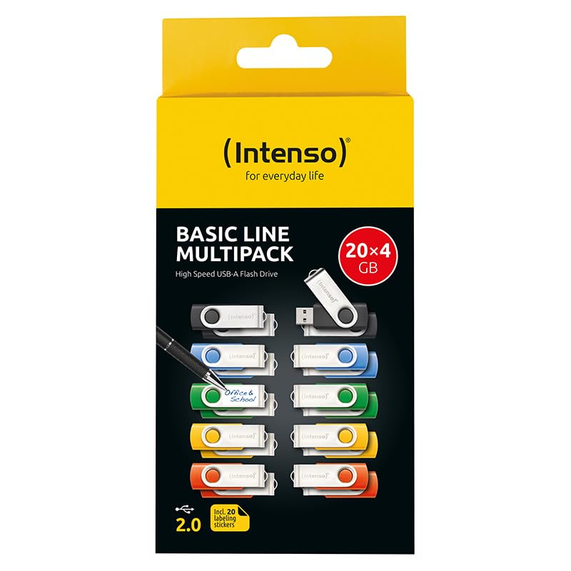 Intenso Basic Line USB 2.0 Stick Set, multicolored, 20x 4GB - 3503552