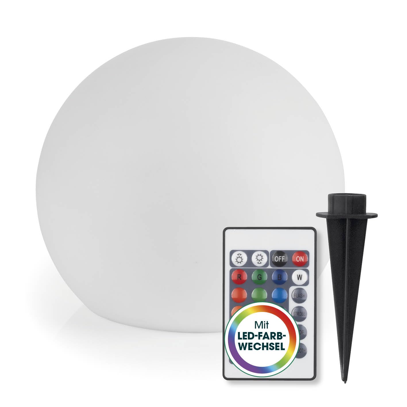 EASYmaxx LED solar light ball 20 cm | Solar light - atmospheric color change for beautiful lighting effects indoors and outdoors Solar light including remote control | Solar light LED + 5 light modes - 19659