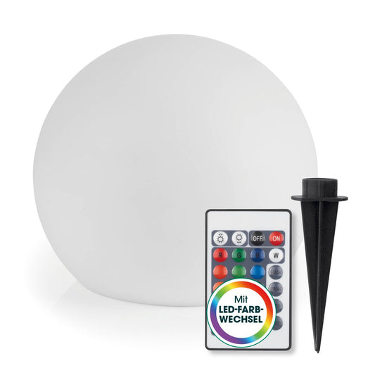 EASYmaxx LED solar light ball 20 cm | Solar light - atmospheric color change for beautiful lighting effects indoors and outdoors Solar light including remote control | Solar light LED + 5 light modes - 19659