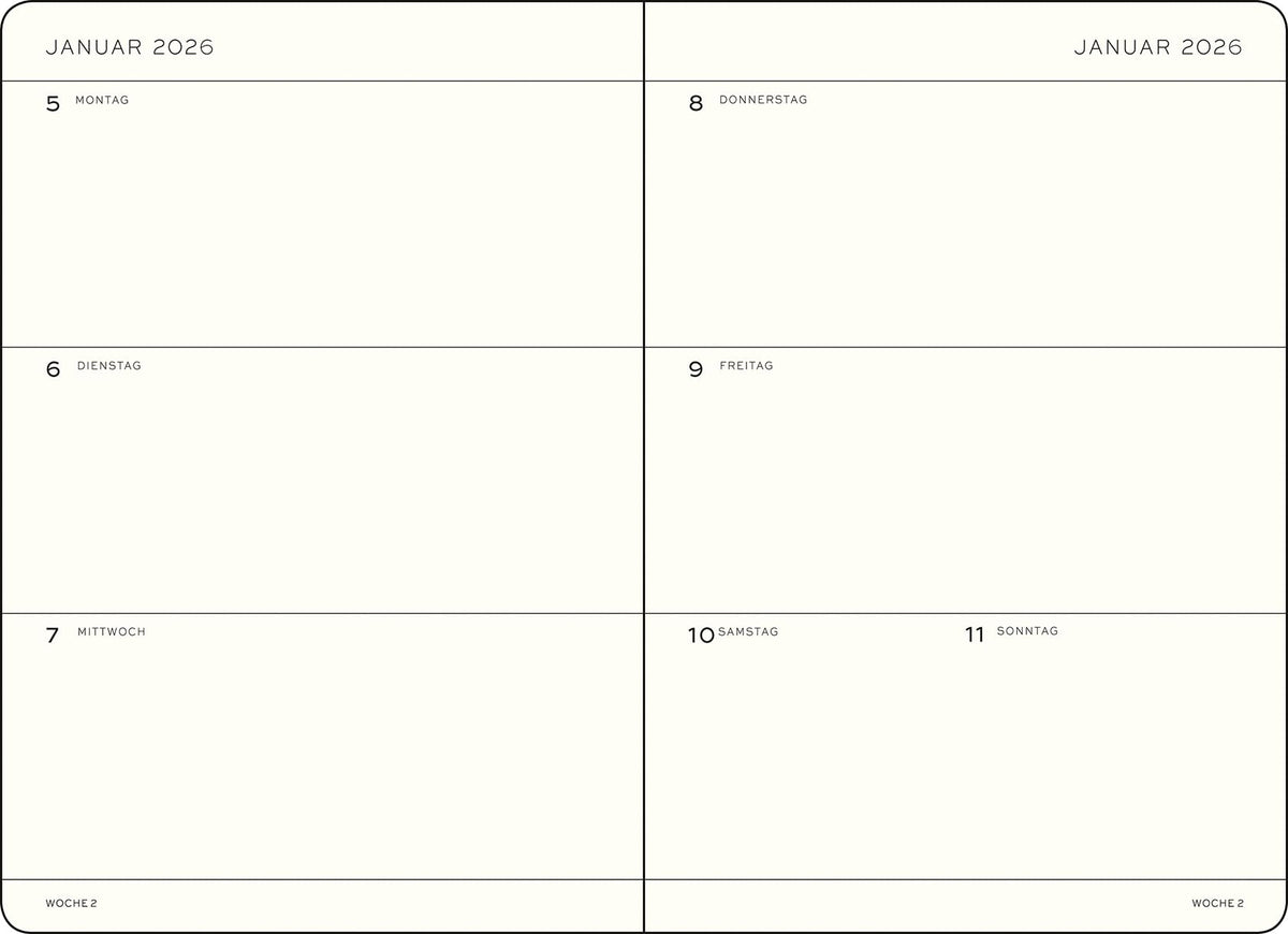 LEUCHTTURM1917 372560 Weekly Calendar Medium (A5) 2026, 12 Months, Softcover, Forest Green, German