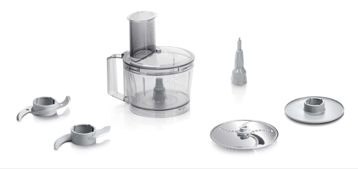 Bosch Compact Kitchen Machine MultiTalent 3, 20 functions, mixing bowl 2.3 L, universal knife, cutting-grating-turning disc, whipping disc (for cream), filling aid, lid, 800 W, white, MCM3100W