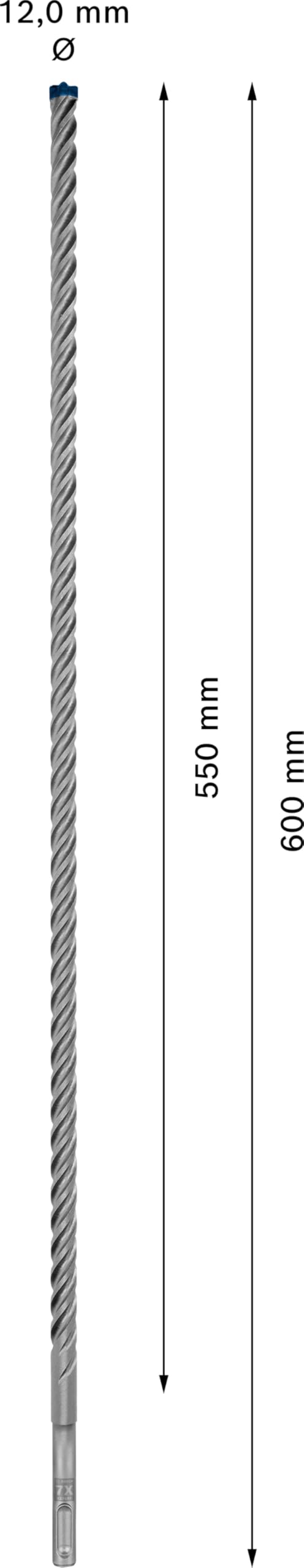 Bosch Professional 1x Expert SDS plus-7X Burghiu cu ciocan (pentru beton armat, Ø 12,00x600 mm, accesorii pentru ciocanul de găurit) - 2608900114