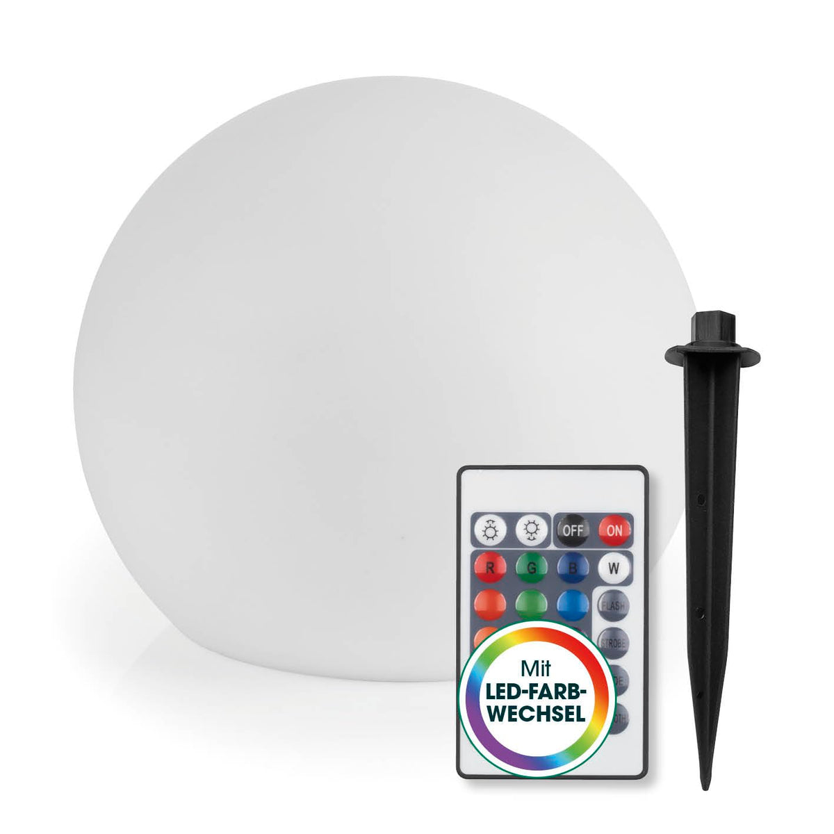 EASYmaxx LED solar light ball 40 cm | Solar light - atmospheric color change for beautiful lighting effects indoors and outdoors Solar light including remote control | Solar light LED + 5 light modes - 19660