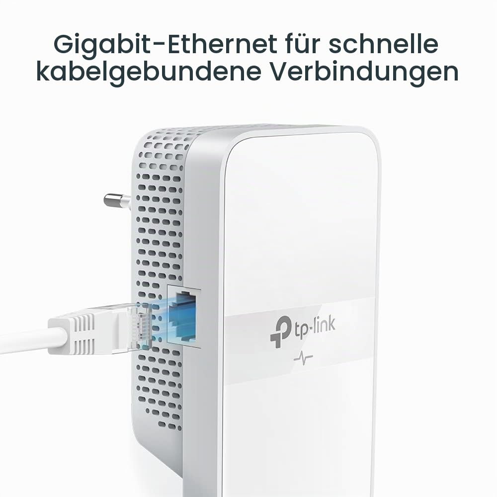TP-Link WLAN Powerline Adapter Set TL-WPA7617 KIT (dual-band WLAN 1200 Mbit/s, AV1000 Powerline, WiFi Clone, MU-MIMO, 2 Gigabit ports, Plug&Play, ideal for HD streaming, app control) white - TL-WPA7617KIT