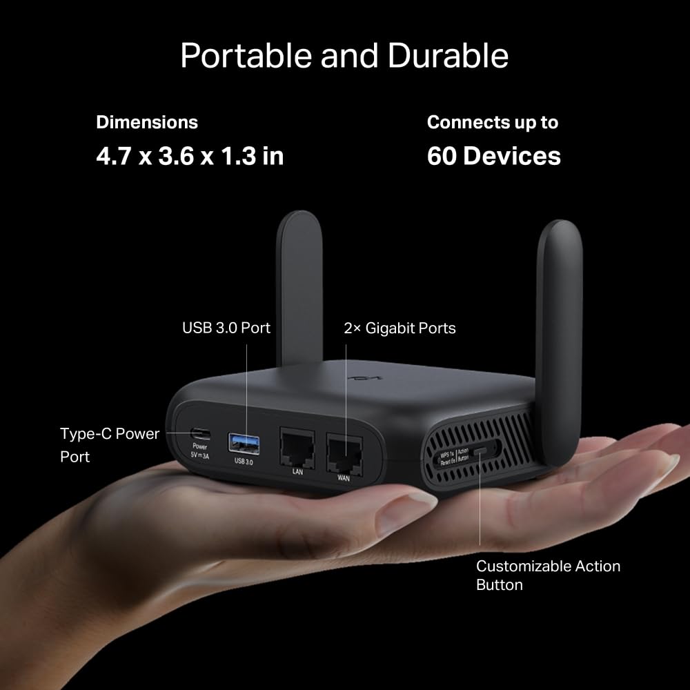 TP-Link TL-WR1512X Wi-Fi 6 travel WLAN router AX1500, dual-band access point with power bank operation, 2×Gigabit port, OpenVPN & WireGuard, USB 3.0, WPA3, 7 operating modes