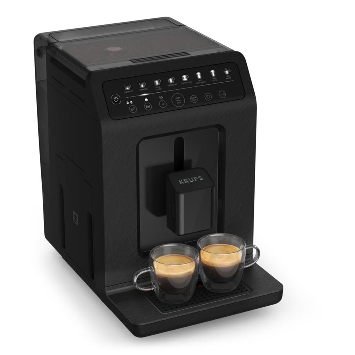 Krups EA897B Evidence ECOdesign Coffee Machine, automatic espresso & cappuccino function, Quattro Force technology, one-touch cups with milk, 8 preset options, milk system, 1450W - EA897B10