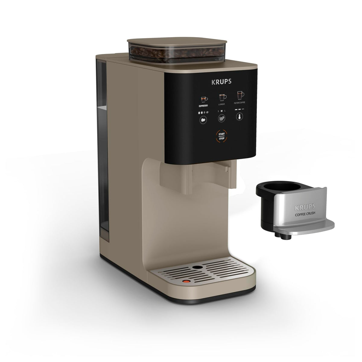 KRUPS Coffee Crush Extra Coffee Machine, only 15 cm wide, Beige - SA402AE0