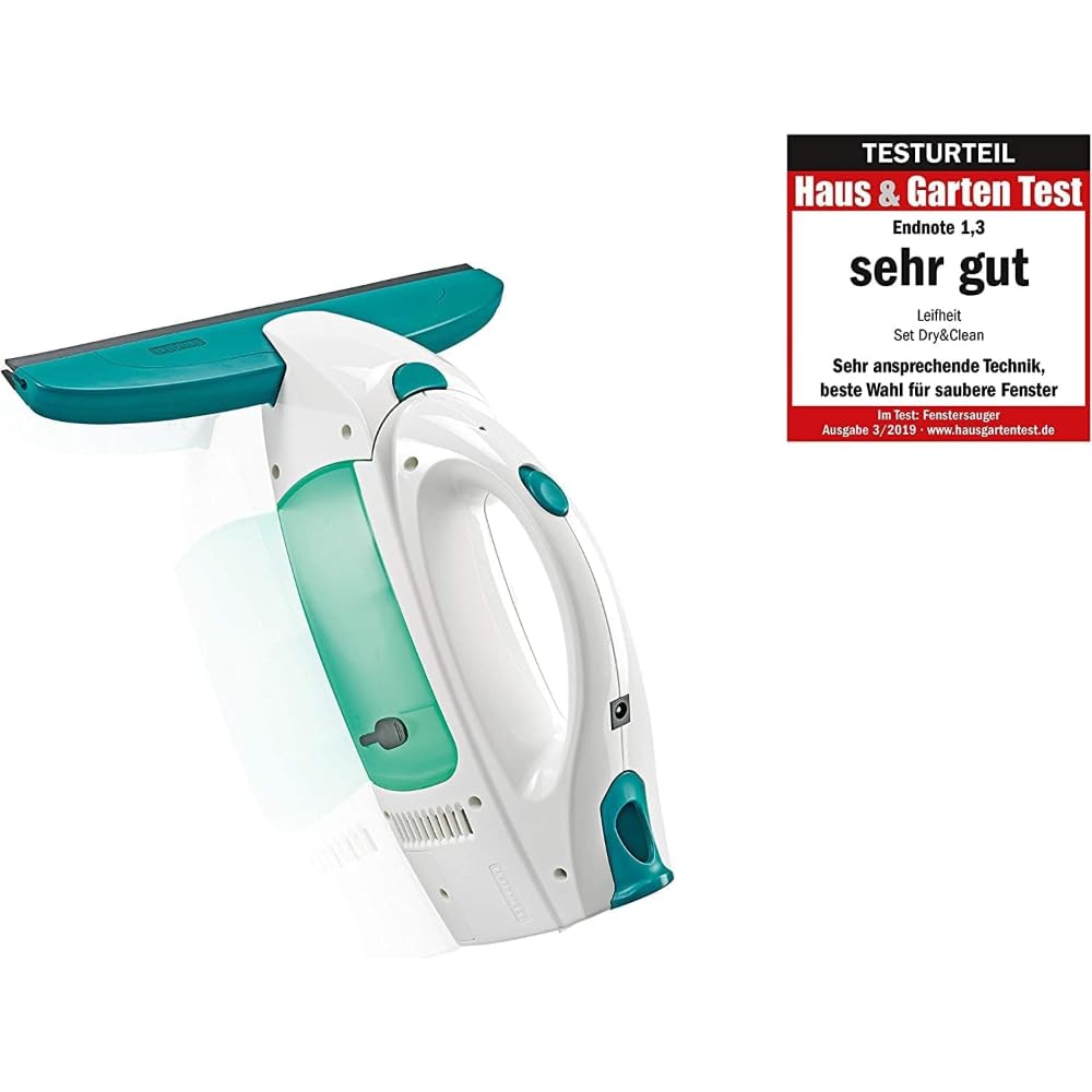 Leifheit window vacuum set Dry and Clean with 28 cm suction nozzle for 360° streak-free cleaning, window cleaner can be used for up to 38 minutes, window cleaner with automatic stand-by and click system - 51000