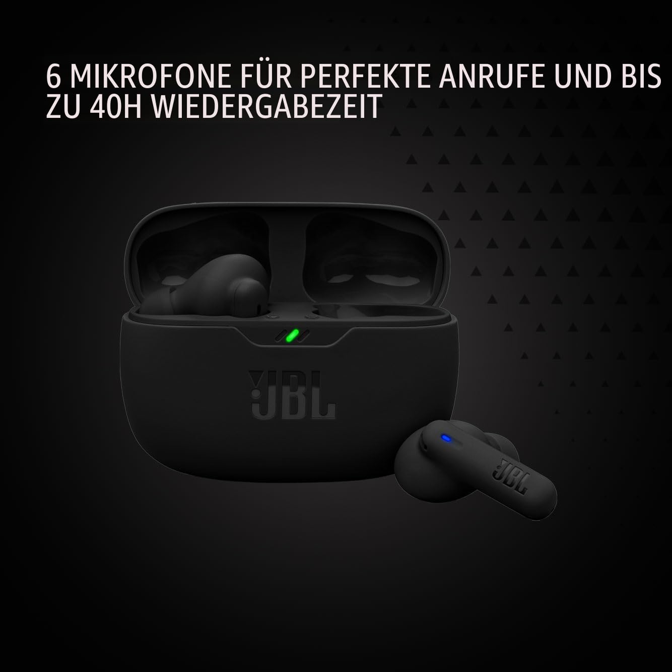 JBL Wave Beam 2, wireless Bluetooth in-ear headphones with noise canceling, 40 h playback time, JBL Pure Bass Sound, Smart Ambient technology and multipoint connection, black - JBLWBEAM2BLK
