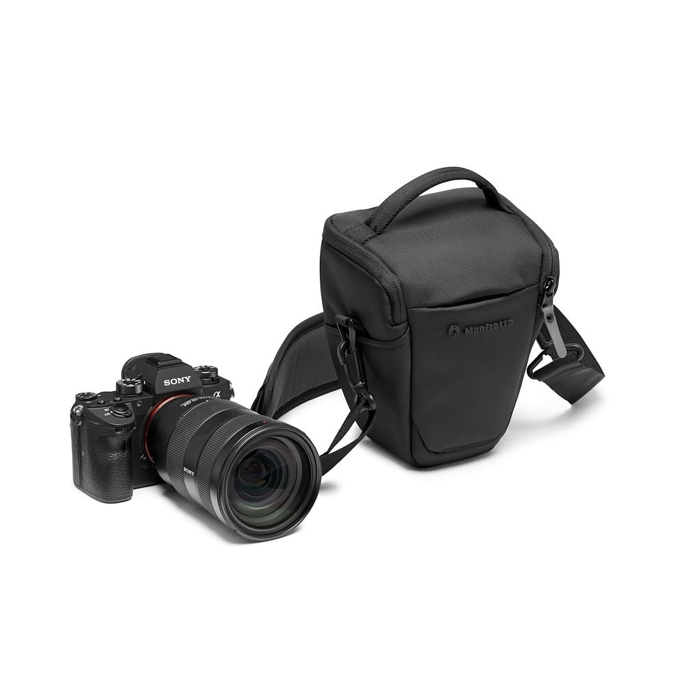 Manfrotto Advanced Holster S III, bag for mirrorless camera with lens, camera bag with tripod mount and rain cover, photography accessories - MF