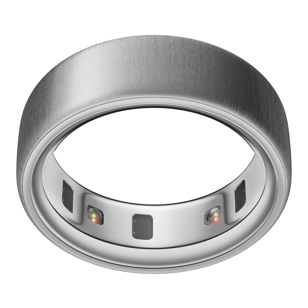 Oura Ring 4 - Brushed Silver - Size 5 - Smart ring - Oura Ring 4 size test set for sizing - Wearable for sleep tracking - Heart rate - Fitness tracker - Up to 8 days battery life - JZ90-54220-05