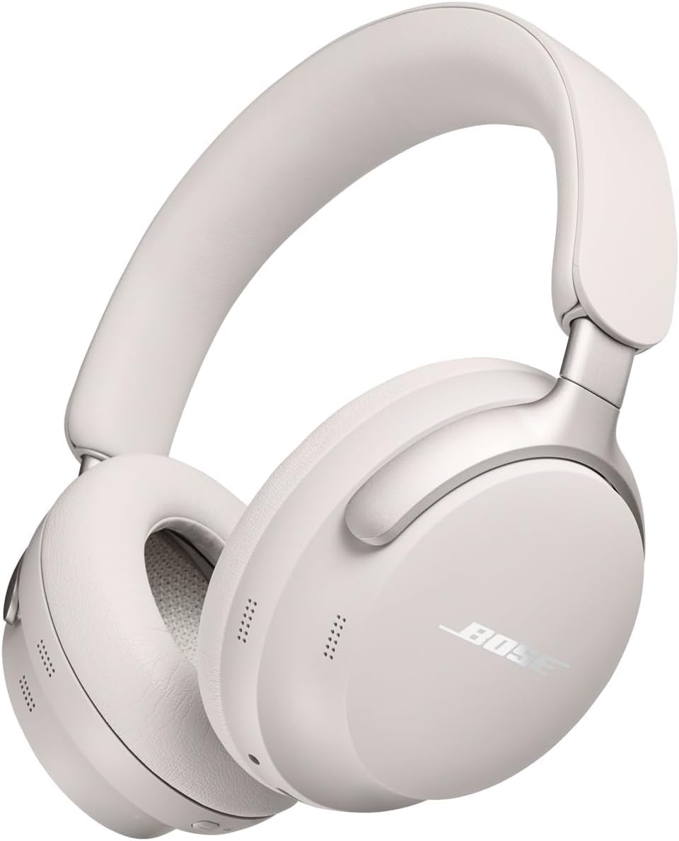 Bose QuietComfort Ultra Headphones Over-Ear with Noise Cancelling for Spatial Sound, Spatial Audio Headphones, Up to 24 Hours Battery Life, High-End Headphones with Surround Sound, Smoke White - 880066-0200