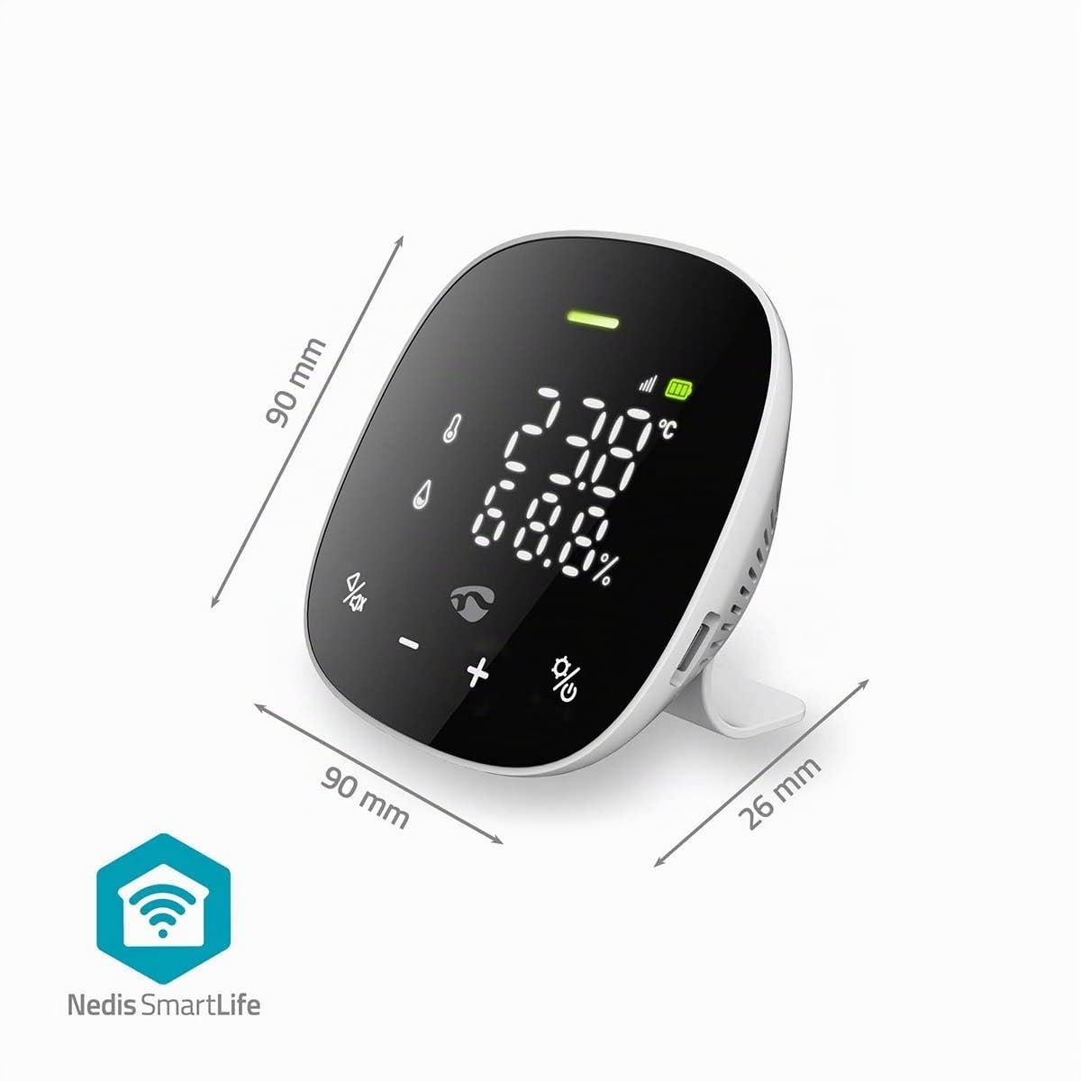SmartLife Monitor de calitate a aerului - Wi-Fi - inclusiv display - Dioxid de carbon (CO2) / Umiditate / Temperatură - Android/iOS - Negru/Alb - WIFISA20CBK