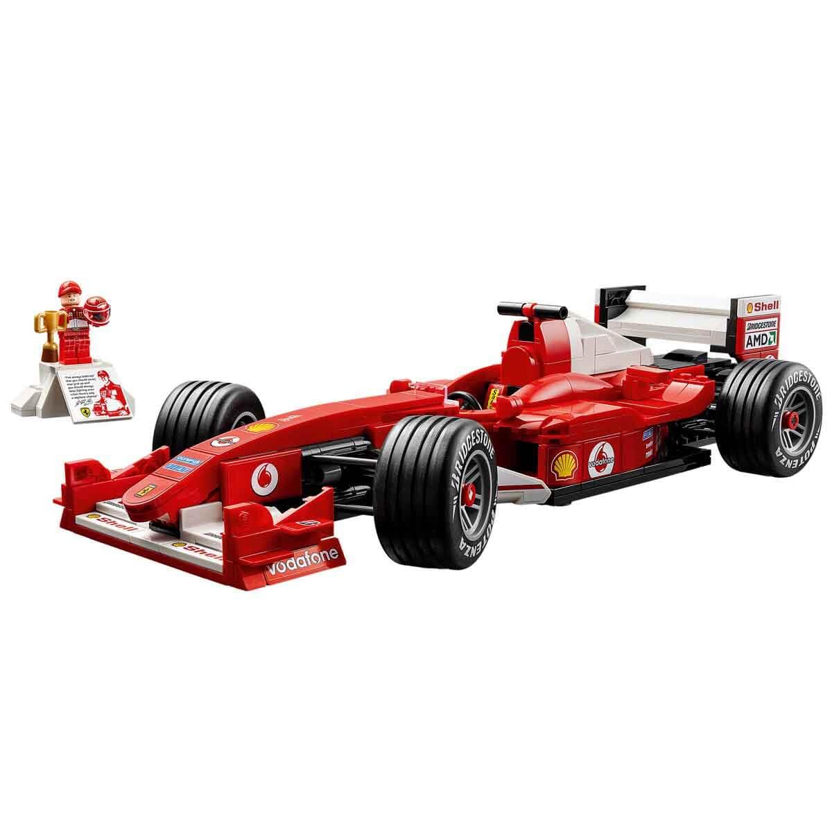 LEGO Icons Ferrari F2004 and Michael Schumacher - F1 racing car model building for adults - F1 model car set with V10 engine & collectible driver minifigure - Formula 1 gift for motorsport fans - 11375