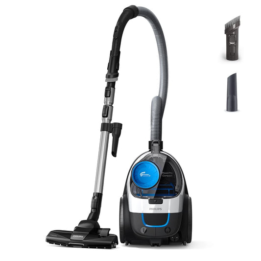 Philips PowerPro Compact vacuum cleaner - lightweight, bagless, 900 W suction power, TriActive nozzle for hard floors and carpets, allergy H13 HEPA filter, PowerCyclone 5 technology (FC9332/09)