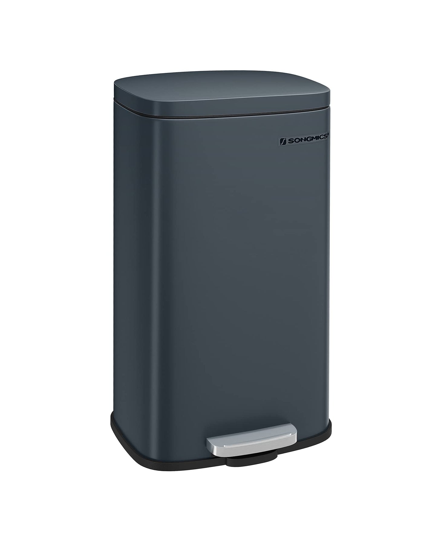 SONGMICS kitchen rubbish bin, 30 liters, waste bin, pedal bin, with lid, soft close, foot pedal, steel, inner bin, green-gray LTB03GS