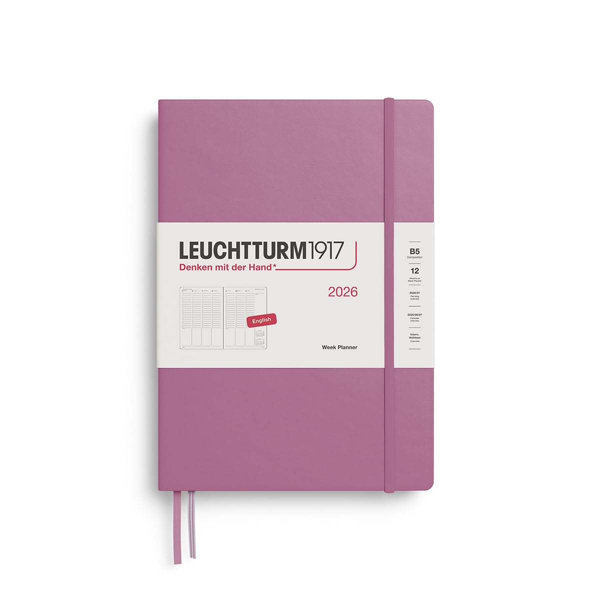 LEUCHTTURM1917 372754 Weekly Planner Composition (B5) 2026, Dusty Rose, English