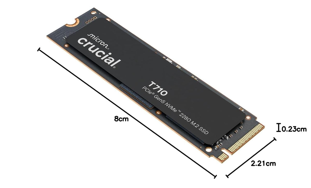 Crucial T710 SSD 1TB M.2 NVMe PCIe 5.0 x4 Gen5, cu viteze de până la 14.900 MB/s la citire și 13.700 MB/s la scriere, ideal pentru laptopuri și PC-uri desktop, TLC NAND, hard disk intern - CT1000T710SSD8-01